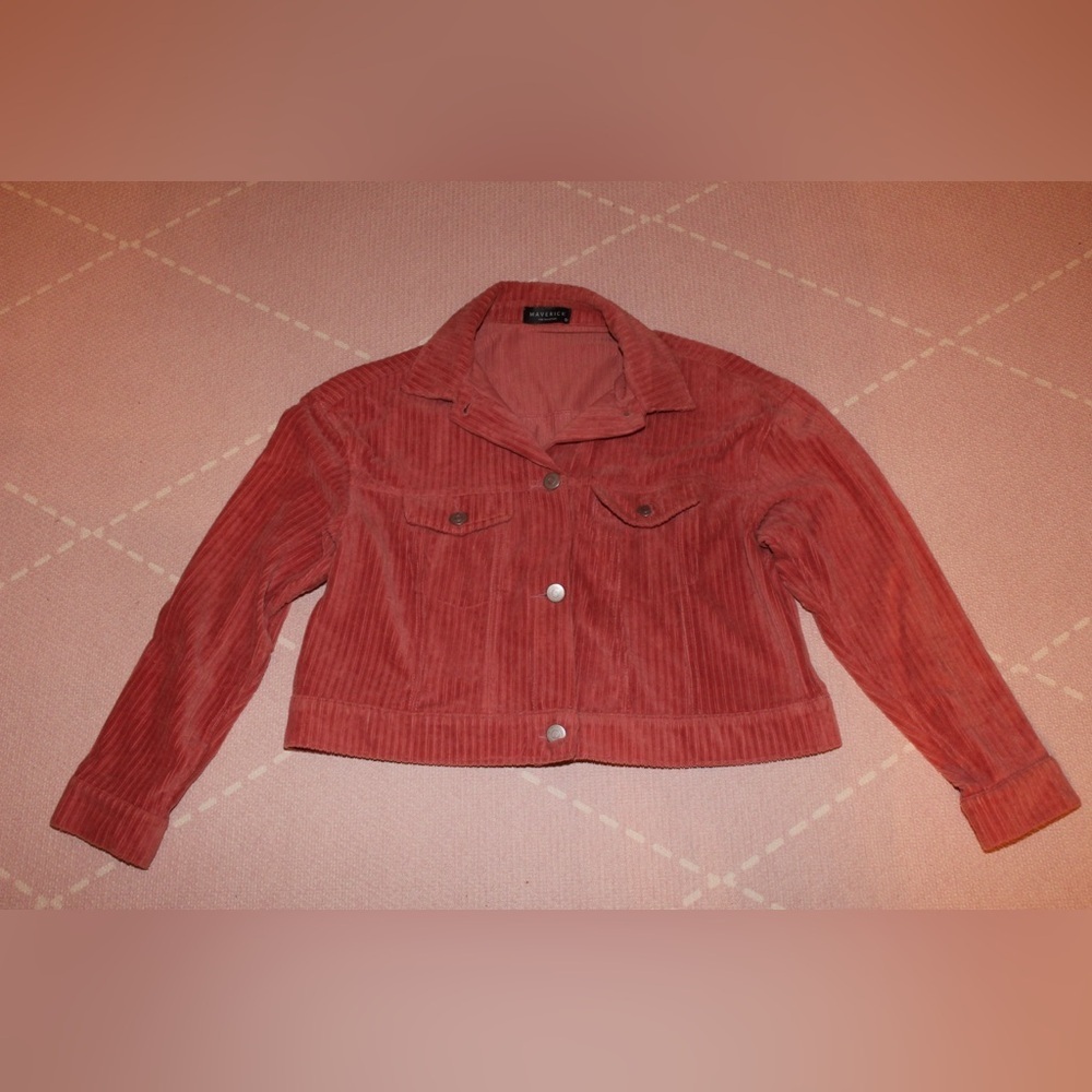 Maverick The Collection Corduroy Cropped Jacket Women’s Small Coral Pink